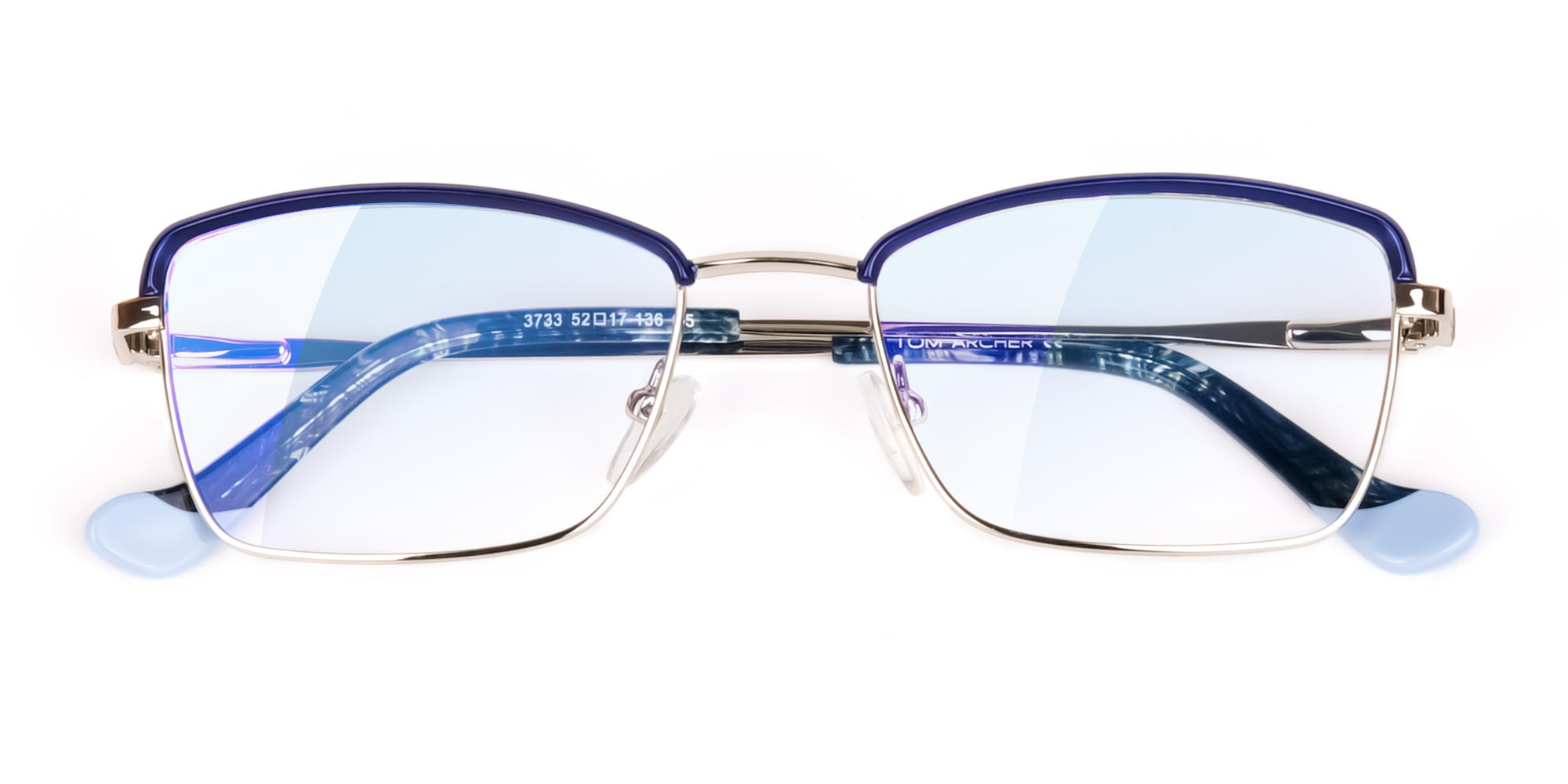 Royal Blue Silver Cat Eye Rim Glasses
