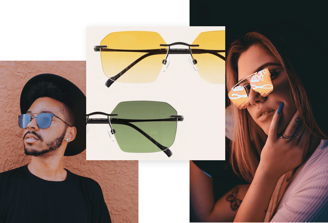 Designer Square Rimless Sunglasses For Men & Women
