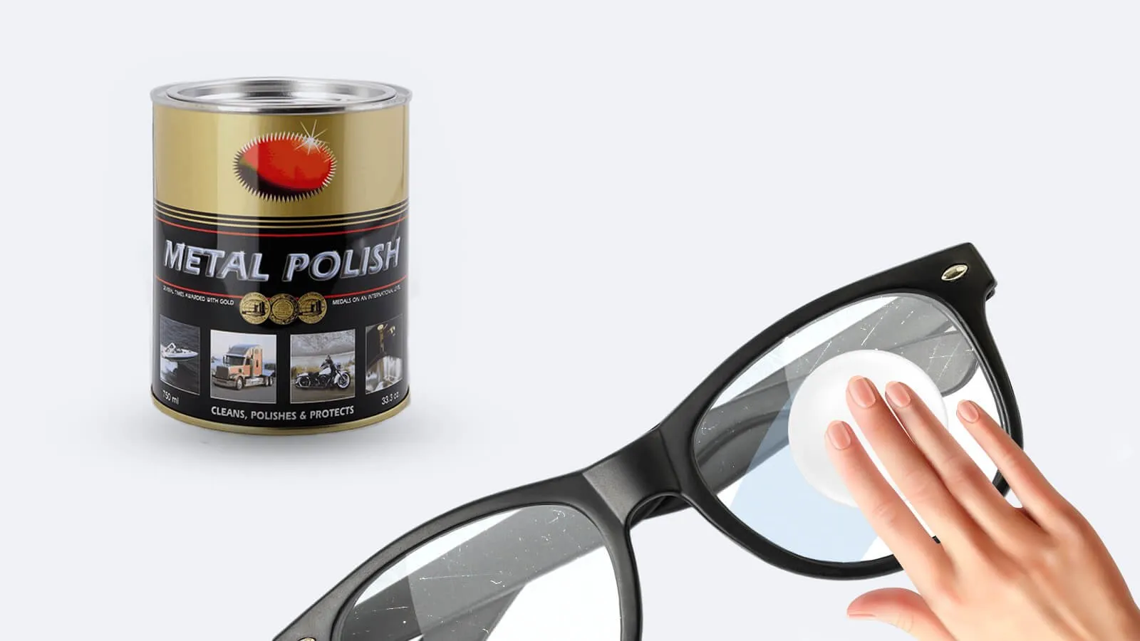 Remove Scratches from Glasses using Brass, Silver or Metal Polish