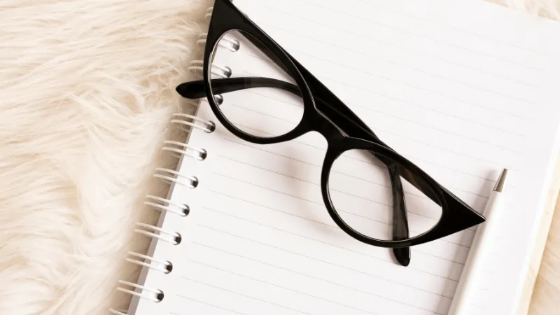 Cat Eye Glasses on Notebook