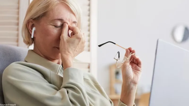 women having vision problem