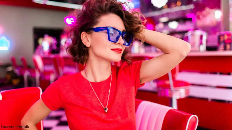 Lady Wearing Bold Colored Glasses