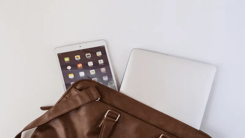 Image of an office bag with digital devices