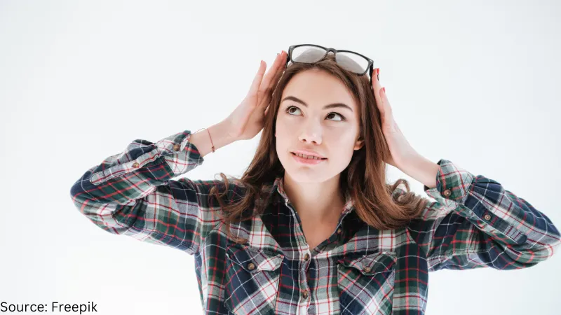 Young Women Glasses on head