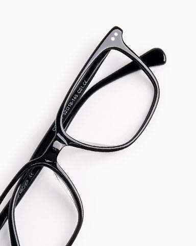 black rectangular glasses