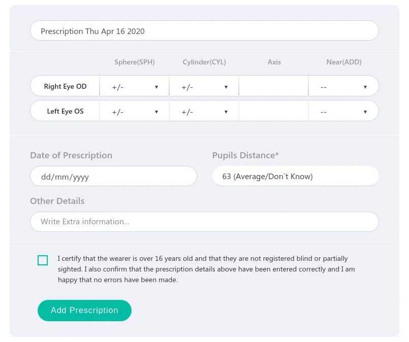 Specscart Help's Regarding Your Prescription