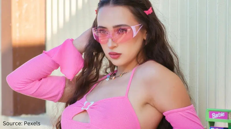 Lady Wearing Pink Glasses